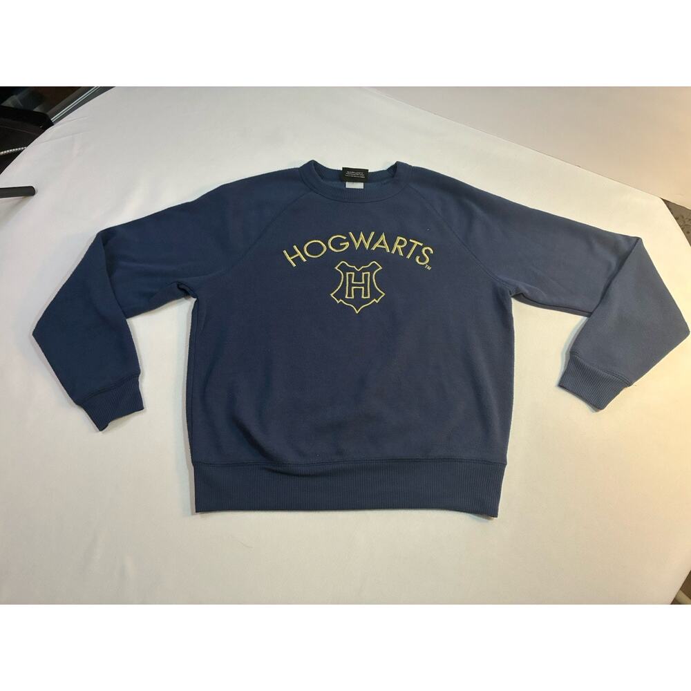 Harry Potter Hogwarts Sweatshirt Blue Gold Logo Crewneck Women’s XS Fleece